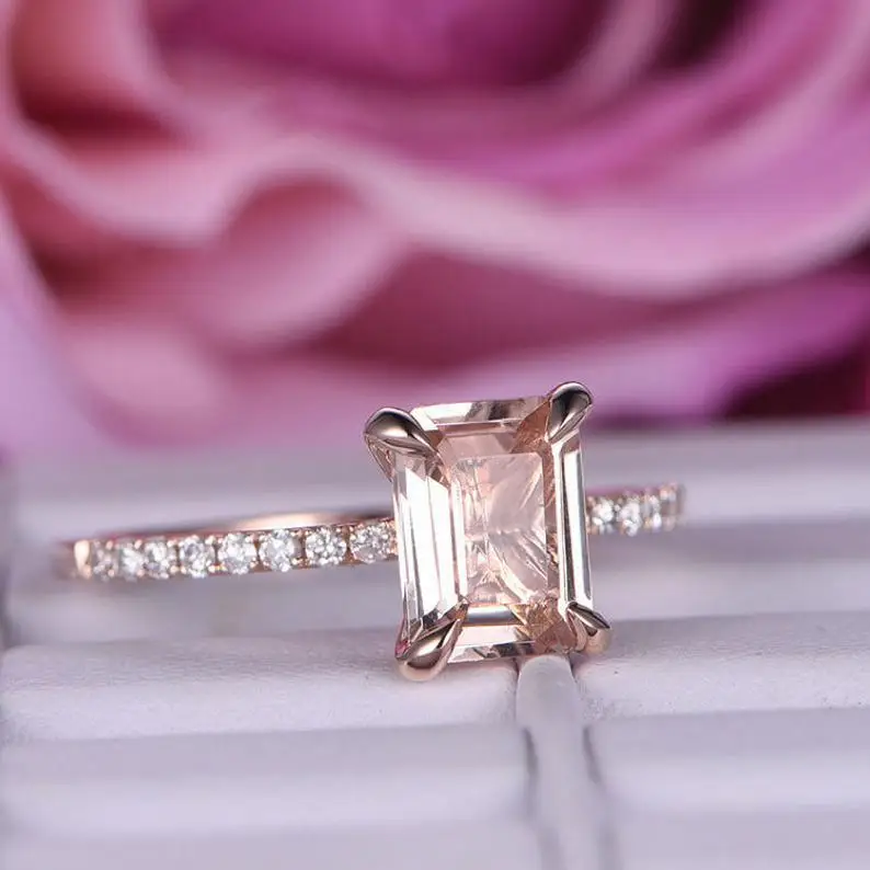 

Bridal Square Rose Gold Crystal Zircon Finger Ring Gorgeous Wedding Rings for Women Classic Promise Anniversary Gift Jewelry