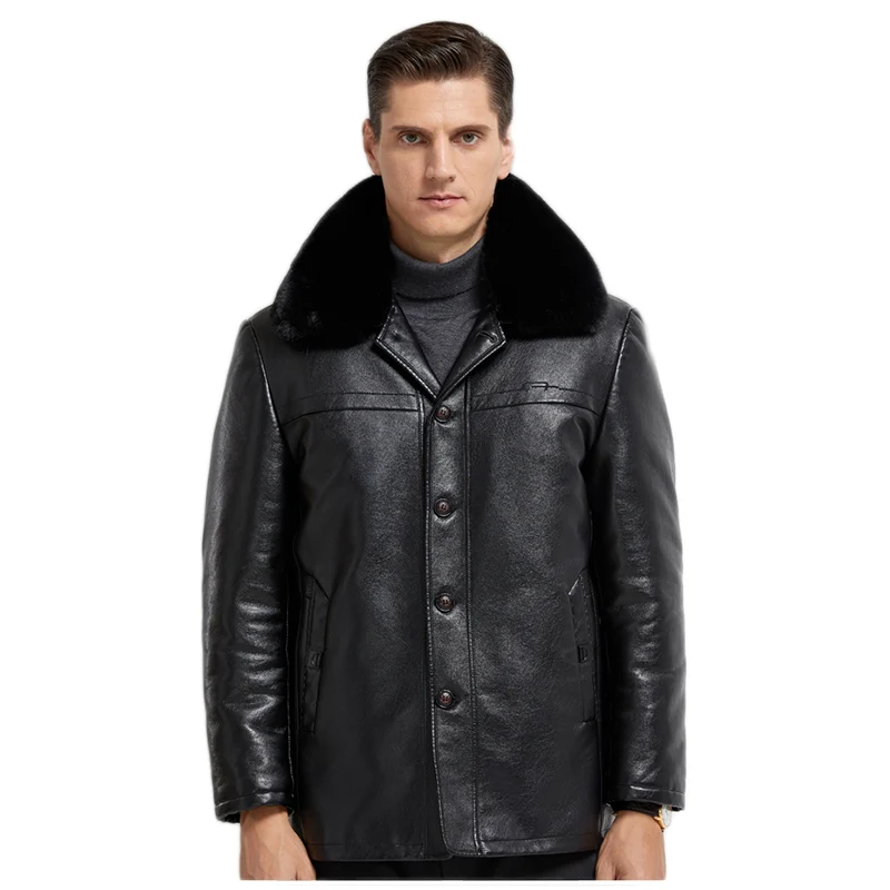 

2020 New Winter PU Leather Cotton Jacket Men Casual Thicken Warm Men's Jacket Coat Outdoor Fur Coat for Men, Big Size L-4XL