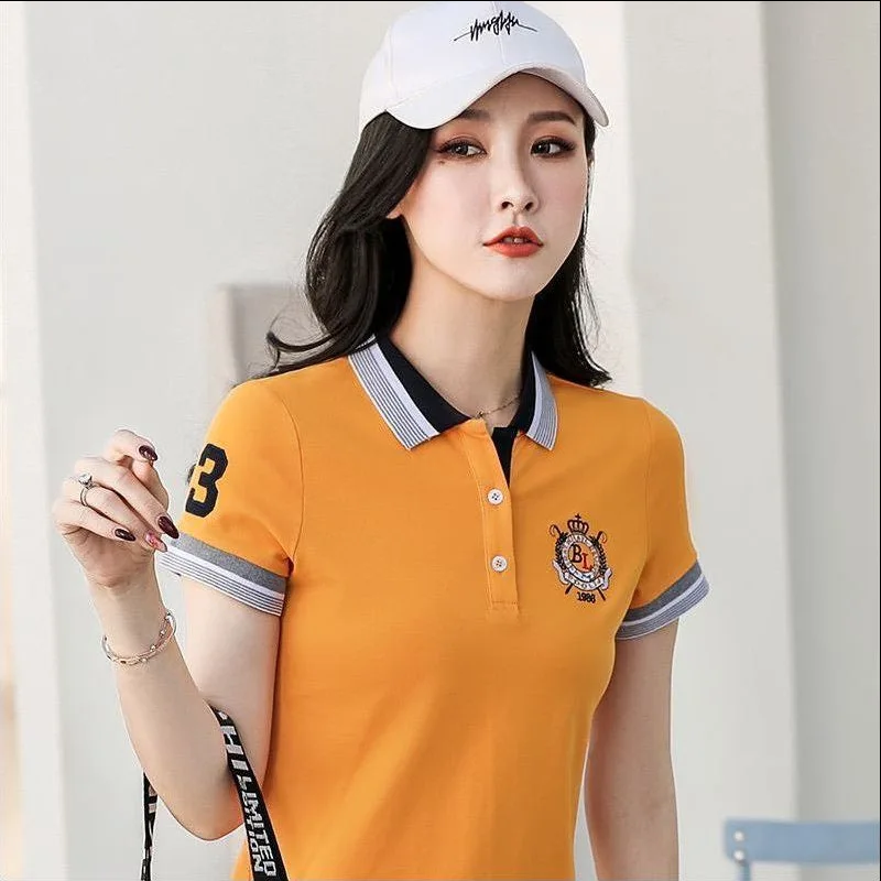 Лучшие китайские рубашки поло с вышивкой лошади для женщин Повседневная