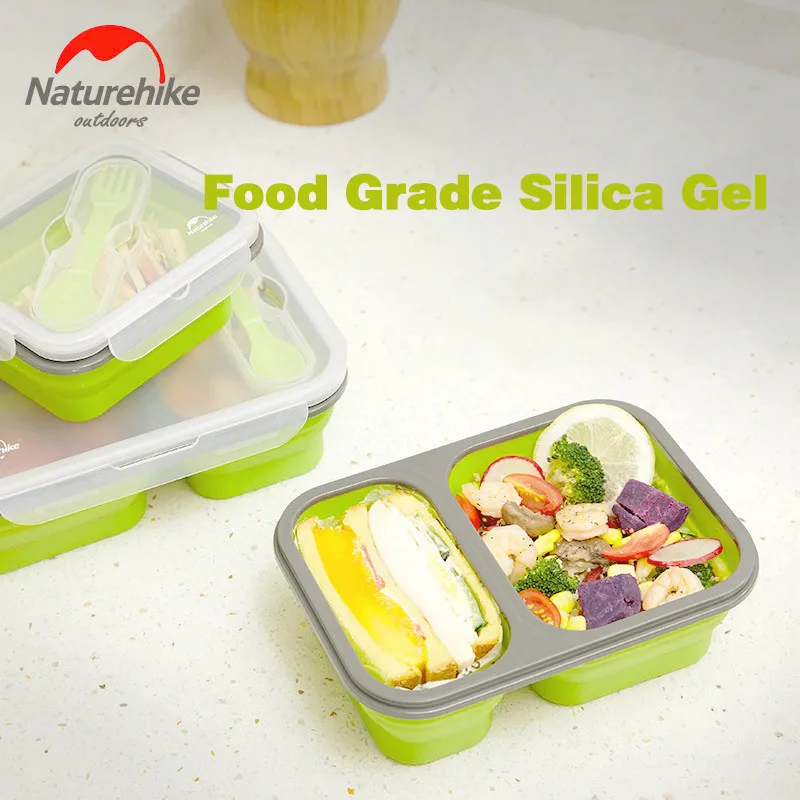 Naturehike Camping Tablewares Folding Portable Lunch Box Safe Silicone Separate Boxes Travel Office Outdoor Picnic | Спорт и