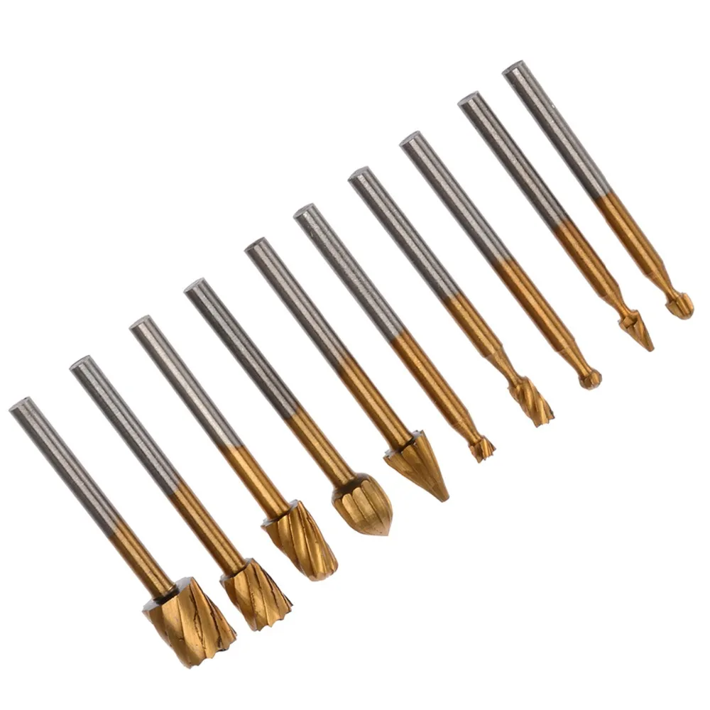 10 шт. 3 мм HSS титана заусенцы фрезы ротационные напильники Набор для гравировки