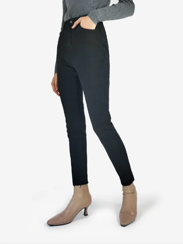 

2020 Autumn Winter New Pattern Fashion Versatile Commute High Waisted Trousers Retro Denim Elastic Feet Show Thin