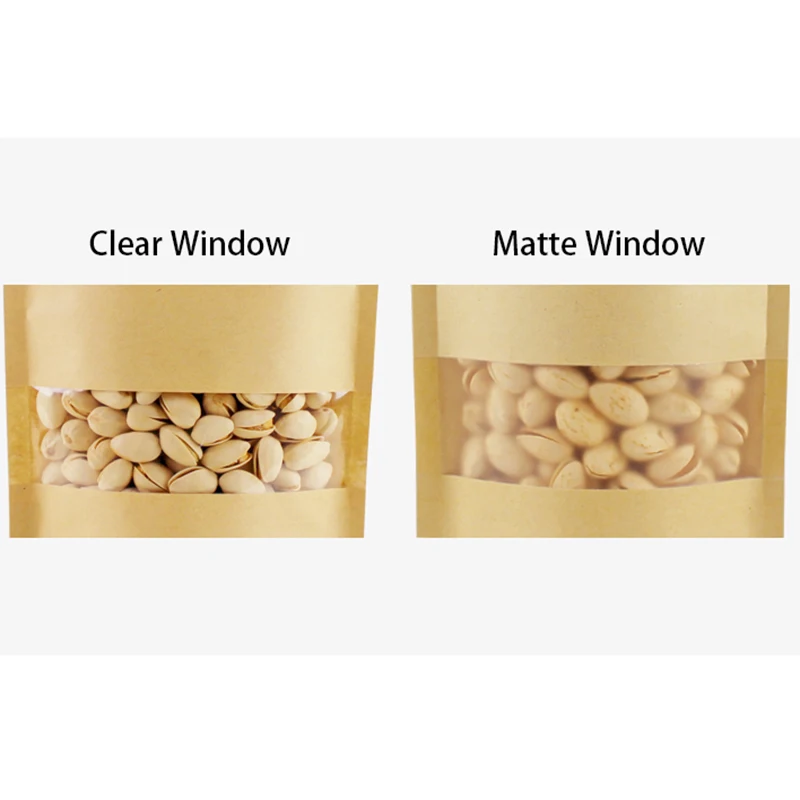 Крафт-бумага Ziplock мешок с окном сушеная еда закуска чай орехи печенье Бобы