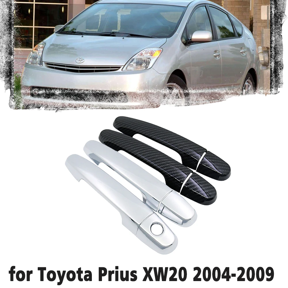 Carbon Fiber Car handles Or Chrome Door Cover Trim Set for Toyota Prius XW20 Touring Auto Styling 2004~2009 Car accessories 2005