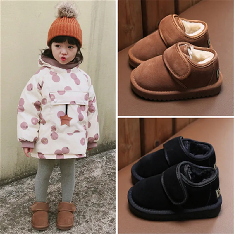 

Winter Kids Fashion snow boots thick Child cotton shoes warm plush soft bottom girls short boots ski boot baby toddler boots