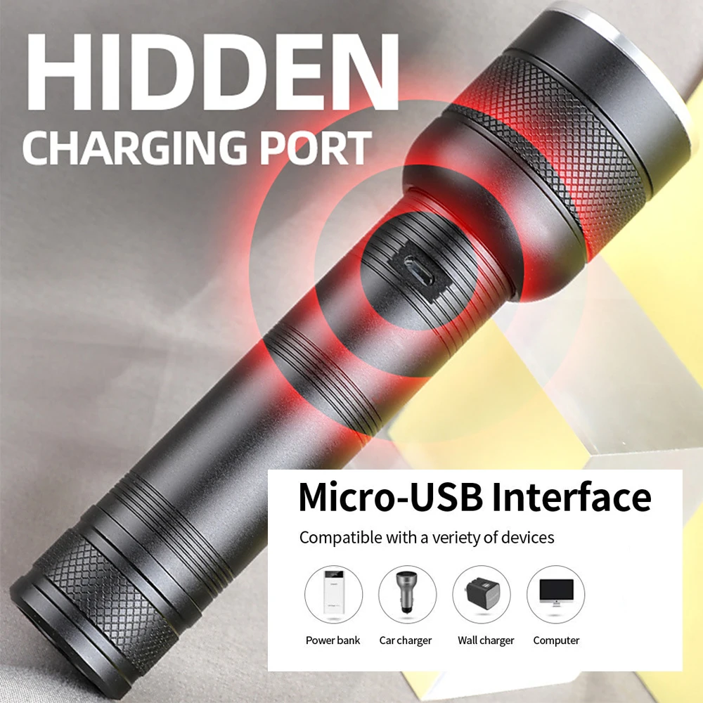 Супер яркий светодиодный фонарик с 4-ядерными лампами P50 водонепроницаемый