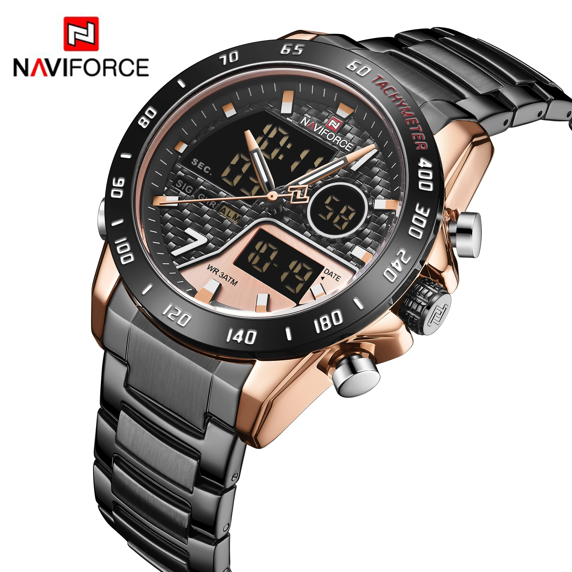 

NAVIFORCE Fashion Business Men's Quartz Watch Waterproof Night Mode Man Watches Digital Men Alarm Male Clock Relogio Masculino