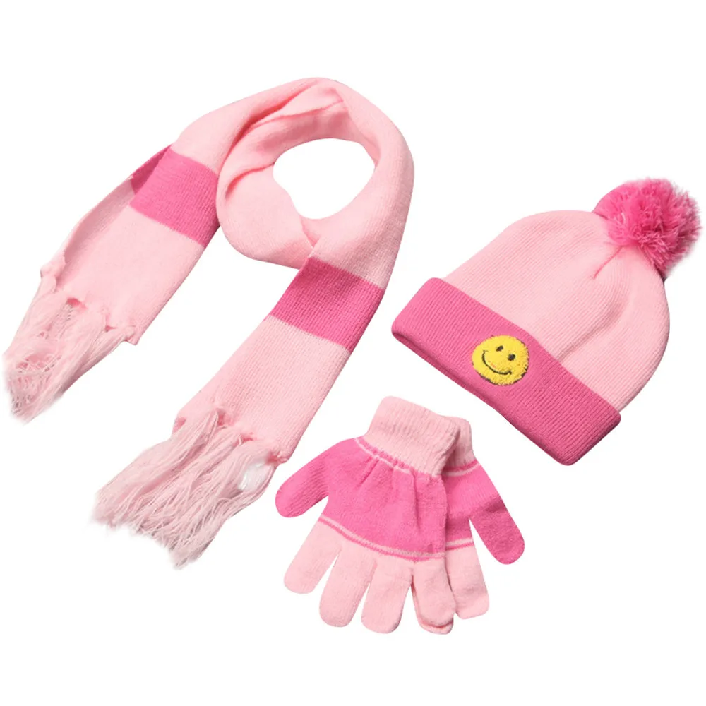 3 комплекта зимний шарф для мальчиков и девочек с смайликом теплые шарфы Детские