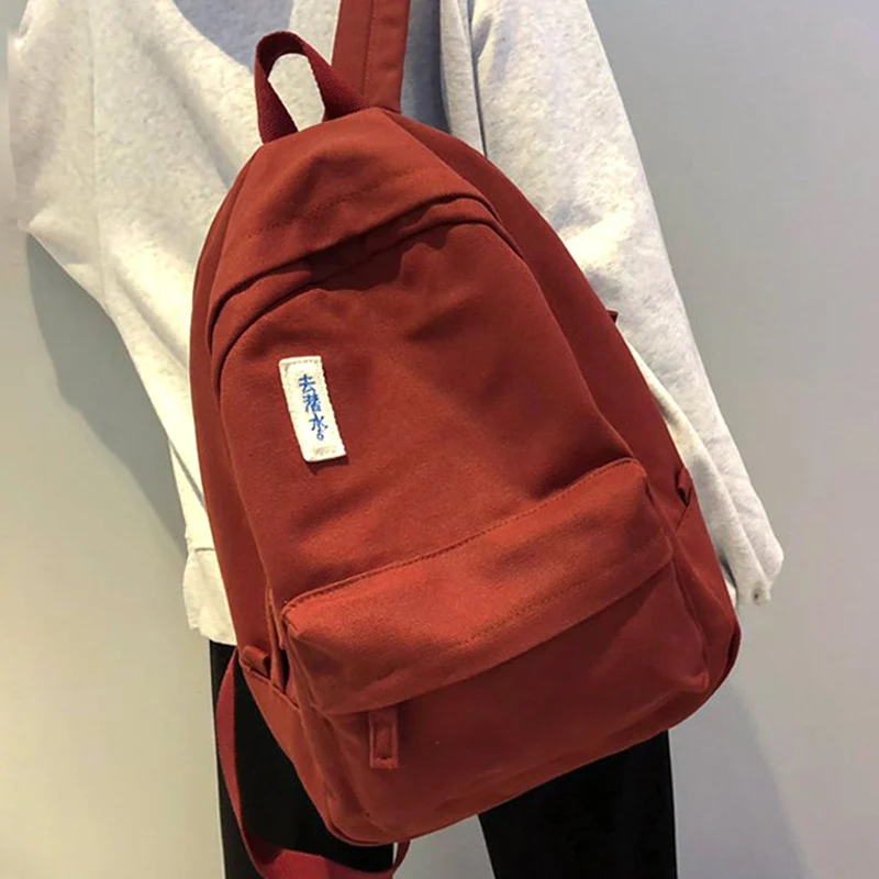 

Модные рюкзаки для женщин, однотонный рюкзак для подростков, черная школьная сумка, Женский деловой дорожный рюкзак, Холщовый Рюкзак