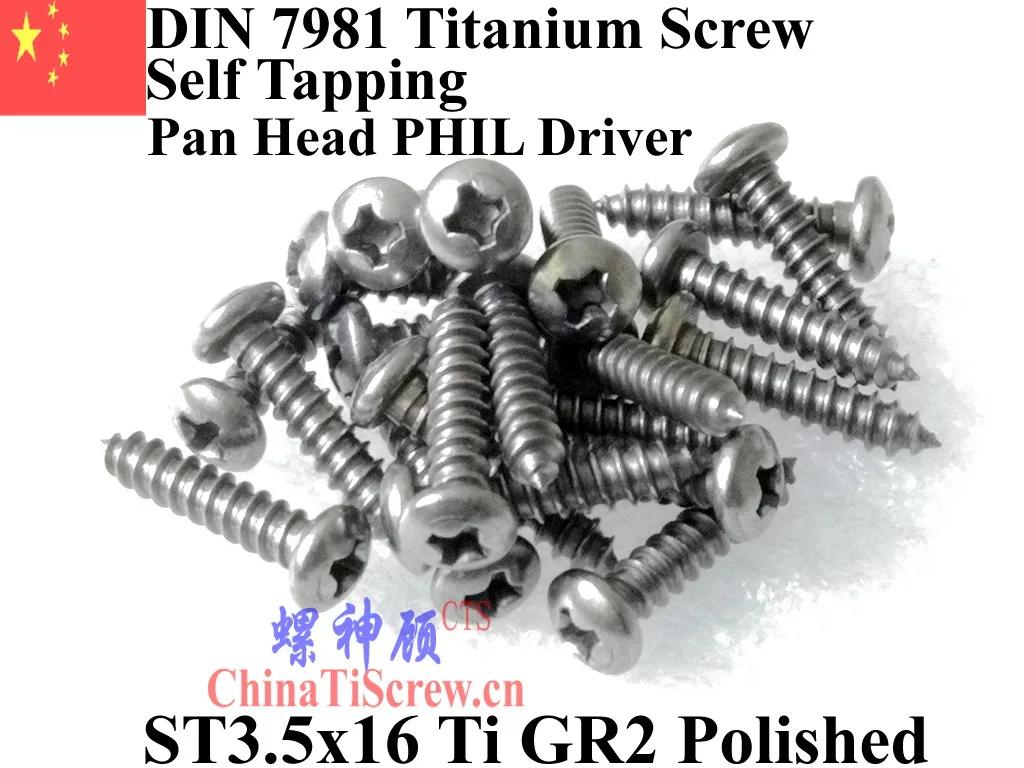 DIN 7981 ST3.5 Самонарезающий титановый винт 3 5x9 5 5x13 5x16 5x19 5x25 с цилиндрической головкой