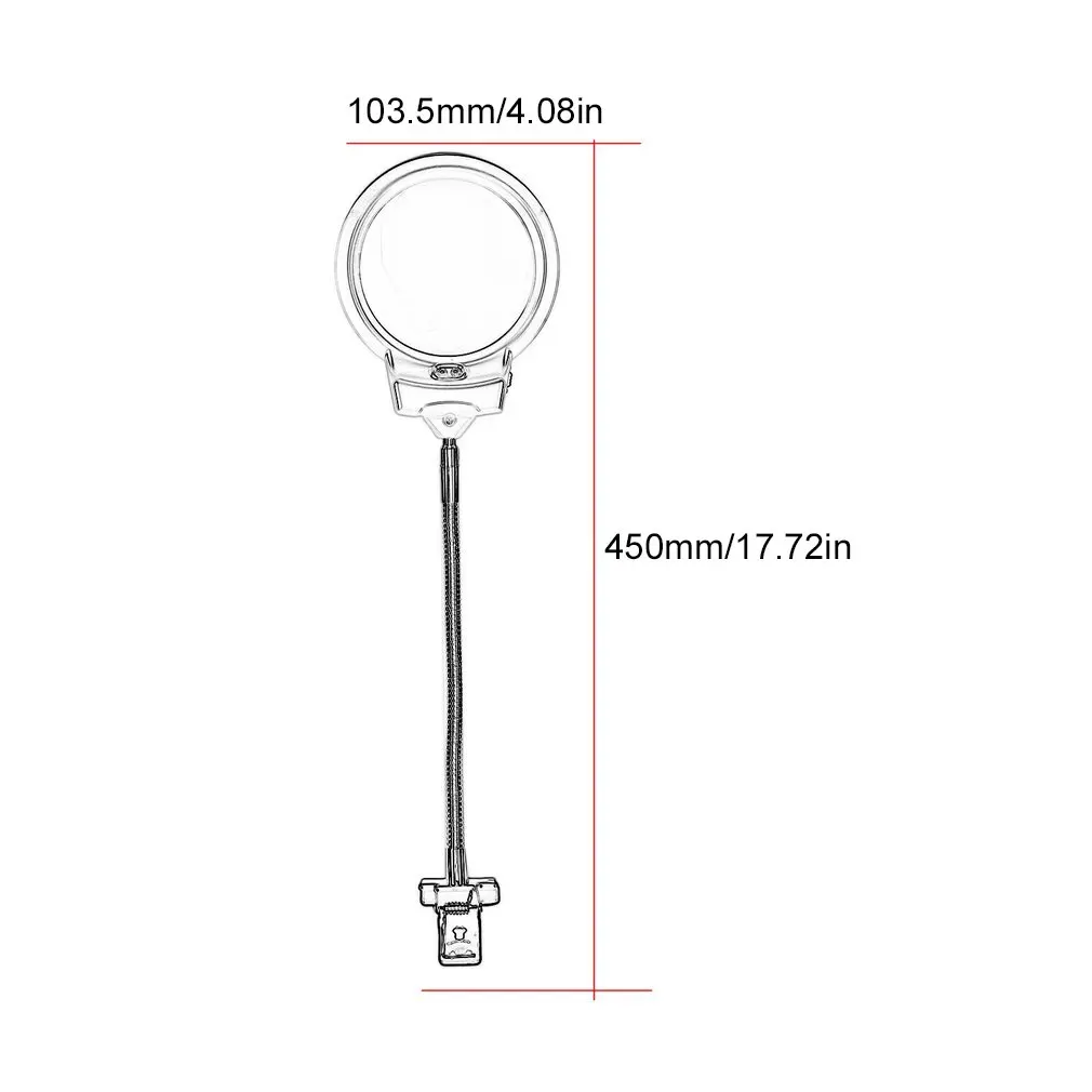 

Clip On Desktop Illuminated Magnifier Magnifying Glass Reading Loupe Metal Hose LED Lighted Lamp Top Desk Magnifier With Clamp
