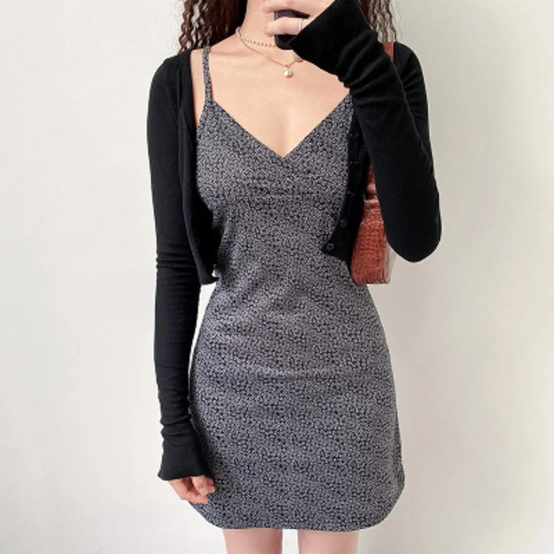 

Summer V Neck Women Dress Camis A Line Floral Short Backless Club Slip Dresses