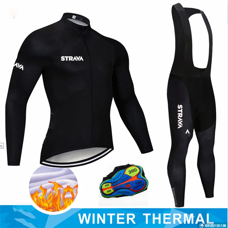 

STRAVA 2022 Winter Thermal Fleece Cycling Jersey Sets, Abbigliamento Ciclismo Invernale Bicycle Clothing MTB Bike Jersey Suits