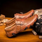 Мокасины мужские, из мягкой кожи, дышащие, на плоской подошве, ручной работы, для лета, 2021