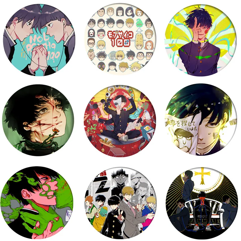 

Mob Psycho 100 Badge Anime Accessories Mobu Saiko Hyaku reigen arataka Brooch Pin Backpack Decoration Children's gift