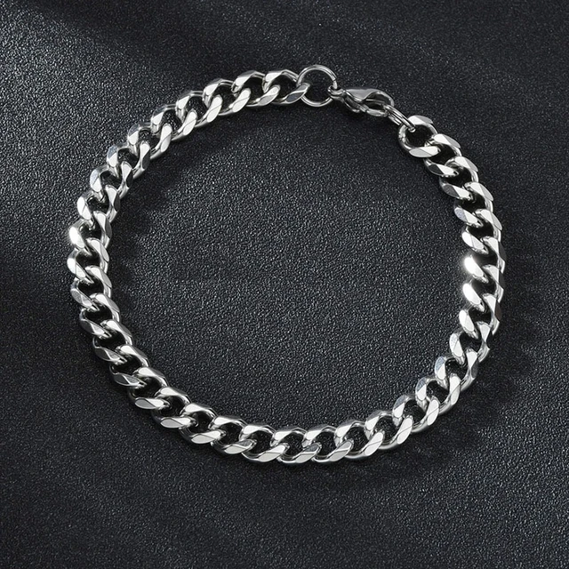 High Quality Stainless Steel Bracelets For Men Blank Color Punk Curb Cuban Link Chain Bracelets On the Hand Jewelry Gifts trend 6