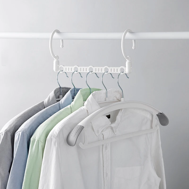 

5Pcs/Set Storage Rack Plus 5 Hangers Multifunctional Drying Rack Household Magic Multilayer Folding Wardrobe Storage Shelf