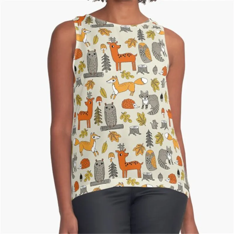 

Women Vintage Sleeveless T Shirt Cartoons Alpaca Printed Summer O-neck tank tops Harajuku Pullover Vest Lady Tee Shirt tops