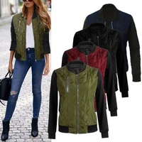 80hotquilted coat plaid patchwork autumn winter contrast color stand collar zipper jacket for dating