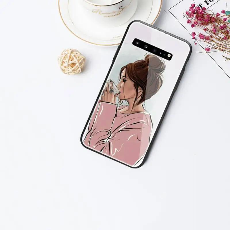 

0 Fashion Beautiful Girl Pattern Phone Case Tempered Glass For Samsung S6 7 8 9 10 20 Plus Ultra Note8 9 10 10pro