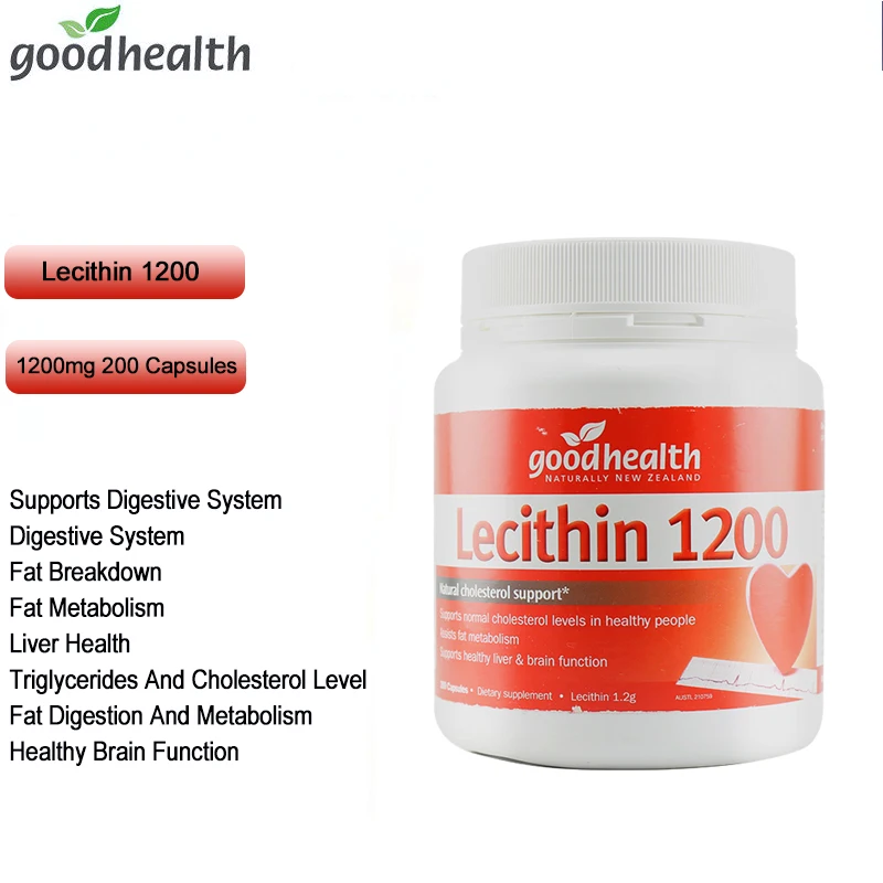 

Пищеварительная система GoodHealth Lecithin, 1200 мг, капсул, для здоровья печени, жира, обезболивания, для здоровья, для работы мозга, партнер рыбьего м...