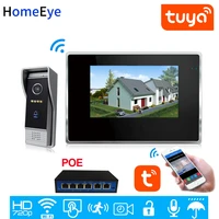 tuyasmart app supported wifi ip video door phone video intercom home access control system motion detection 7 touch screen poe