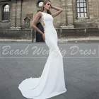 Женское свадебное платье с юбкой годе, элегантное кружевное платье без рукавов, с открытой спиной и вырезом лодочкой, с аппликацией, 2021