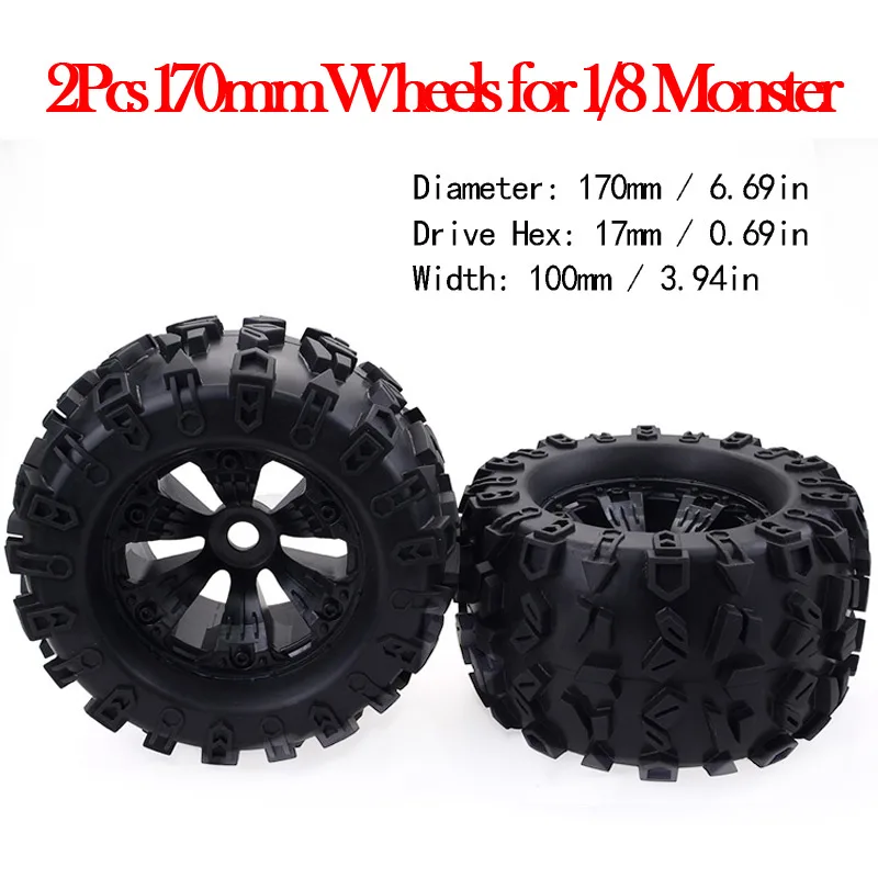 SURPASS HOBBY 2 шт. 170 мм шины Weel монстр Трак колеса 17 Hub Hex для 1/8 Monster RC автомобиль Redcat Traxxas
