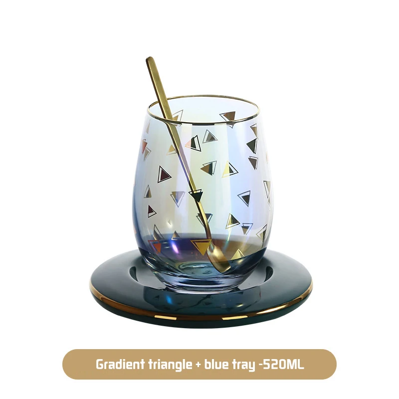 Stained CUP-02 Кофейная кружка Dazzle с золотым краем, круглая горлышко, чашка с поддоном, изолированный стакан для путешествий, вина, чая, шампанского, виски, питьевые очки - Цвет: Stained CUP-02