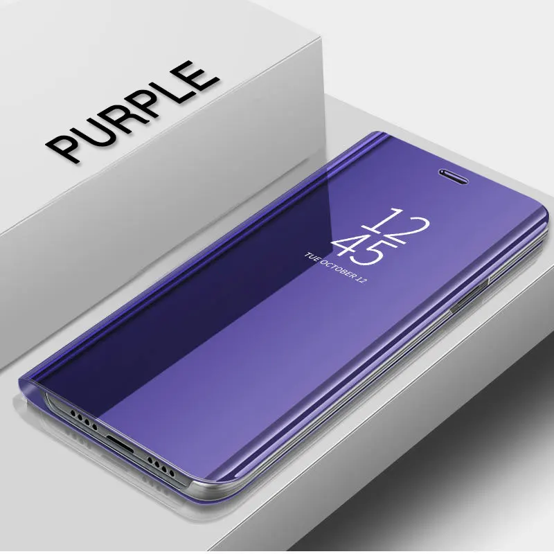 Умный зеркальный чехол для телефона с откидной крышкой для Samsung Galaxy S8 S9 плюс A10 A20 A30 A40 A50 A70 M10 M20 M30 чехол - Цвет: Purple