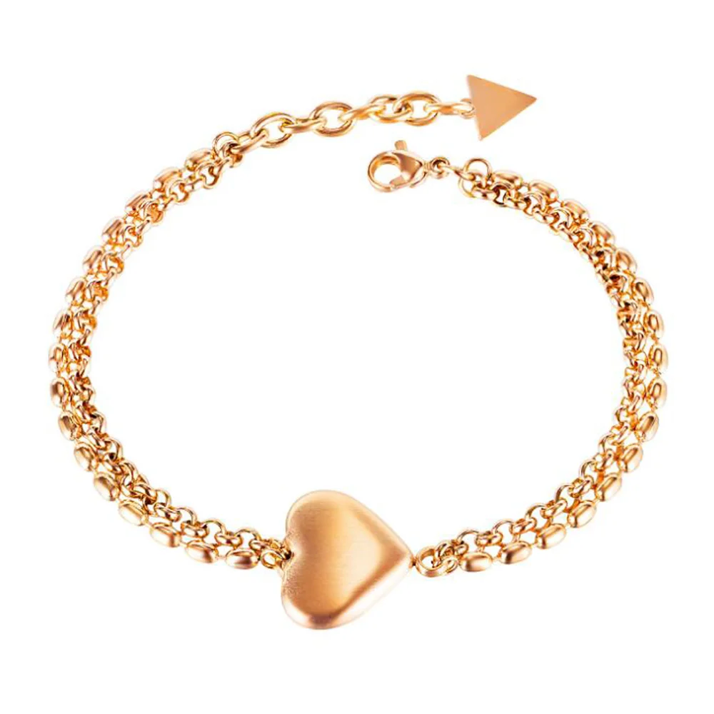 Золотистый минималистский мини браслет из нержавеющей стали в форме сердца