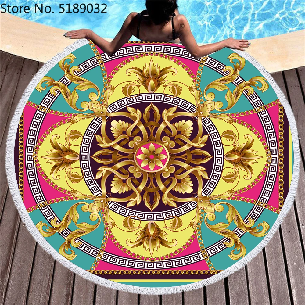 Винтажное роскошное круглое пляжное полотенце из микрофибры ожерелье с