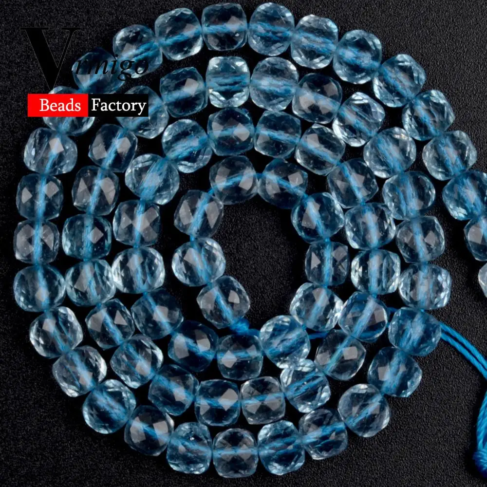 

70pcs/strand Natural Faceted Kyanites Square Stone Beads for Jewelry Making 5mm Loose Beads diy bracelets Jewellery