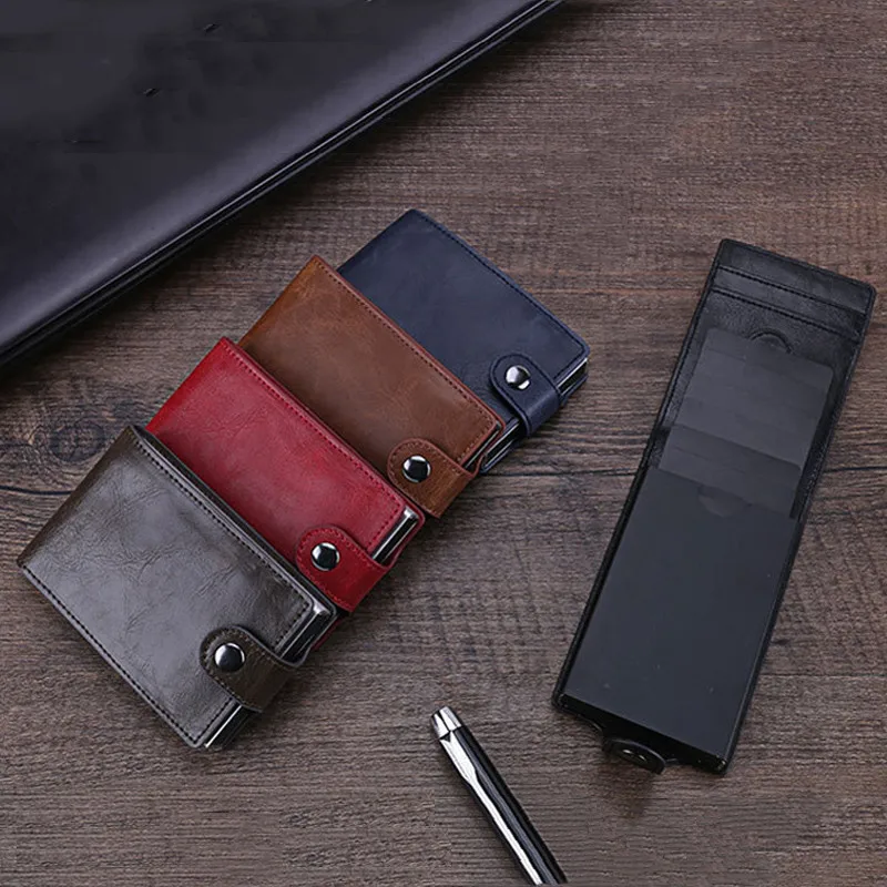 Мужской и мужской Rfid кошелек ПУ Чехол для денег держатель наличных алюминиевый