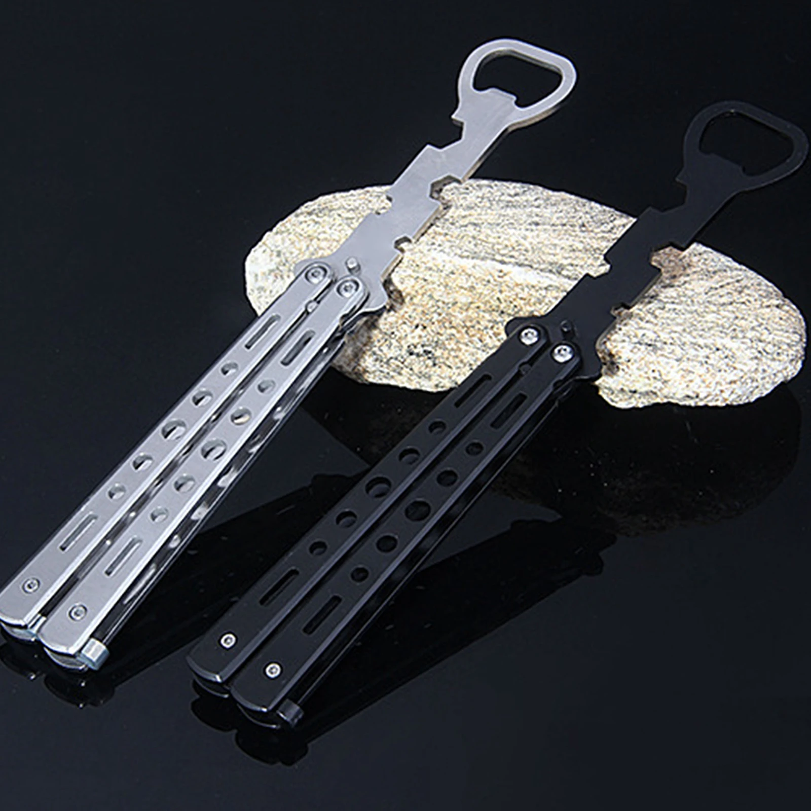 

Butterfly Knife Opener Tools Butterfly Corkscrew Foldable Hex Wrench Tool Shape Bladeless Blunt Training Practice Knife Kit