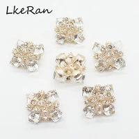 5pcslot 20mm square crystal rhinestone buttons gold alloy button wedding decoration diy alloy diamond crystal bow accessories