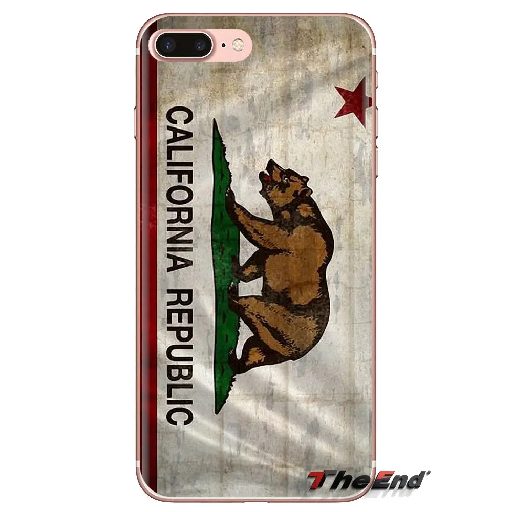 Мягкий силиконовый чехол для телефона с Калифорнийская Республика флаг медведем