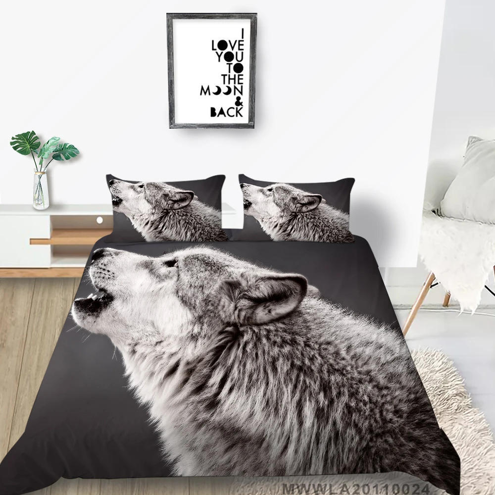 

2021 Hot Sale Bedding set Duvet cover set and pillowcase Luxury Bedclothes Wolf animal 3D Printing Home Textiles