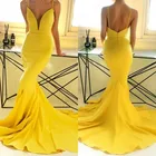 Красивый желтый апагетти на бретельках Милая Русалка длинное женское официальное вечернее платье платья для черных девушек