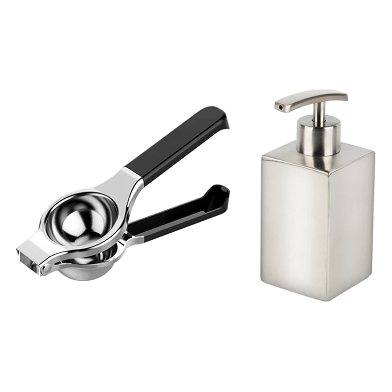 

1 Pcs Lemon Squeezer With High Strength, Silicone Handle & 1 Pcs Dish Dispenser Hand Lotion Bottle