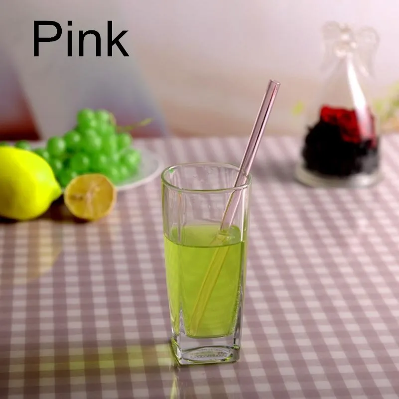 100pcs pink 100 шт многоразовые и термостойкие экологические стеклянные соломинки для питьевой воды с кисточкой для свадьбы, дня рождения - Цвет: 100pcs pink