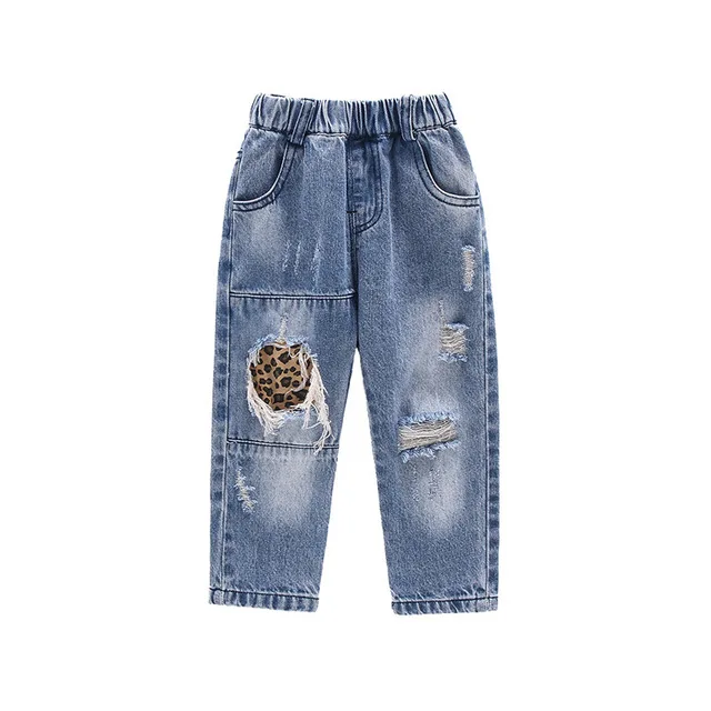 

2020 High Quality Spring Baby Girls Ripped Jeans Fashion Toddler Kids Denim Pants Children Trousers Print Leopard Casual jeans