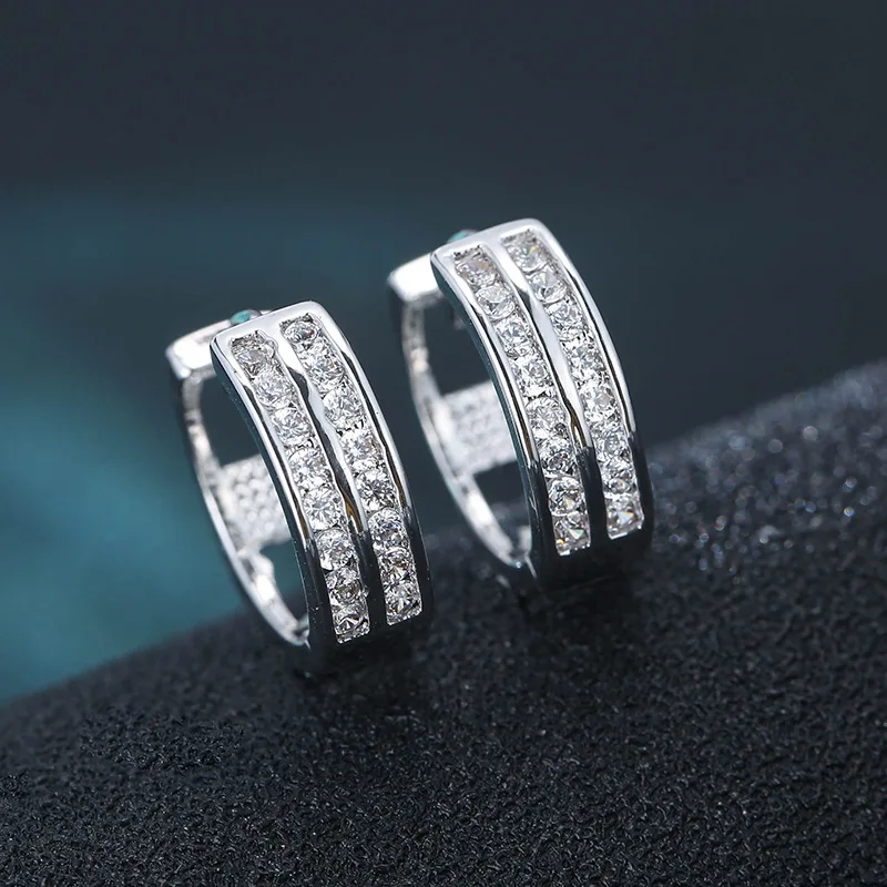 

DE023 Fashion Classic Delicacy 4A Zircon Circular Ring Geometry Earrings GIRL'S Gift Party Banquet WOMEN'S Jewelry Earrings 2021