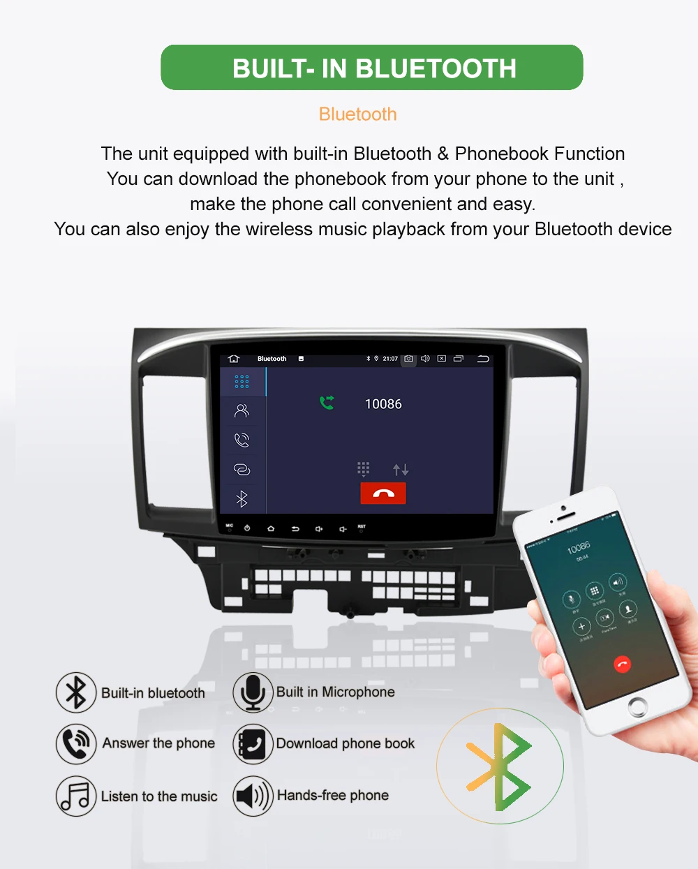 Bonroad Android 9,0 ram 2G автомобильный мультимедийный плеер для Mitsubishi Lancer 2010- радио gps навигация видео аудио плеер