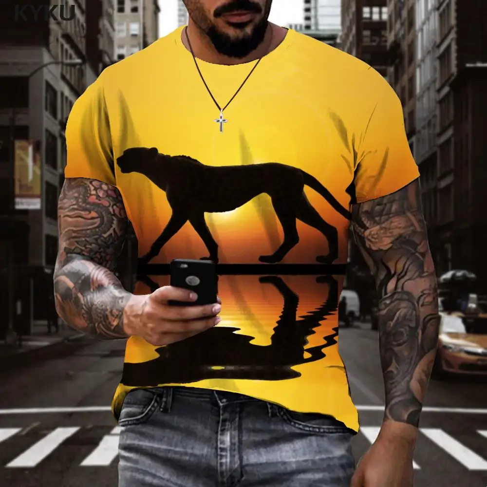 

KYKU Tiger T shirt Men Animal Tshirt Printed Funny T-shirts 3d Harajuku Funny T shirts Mens Clothing summer Printed Style