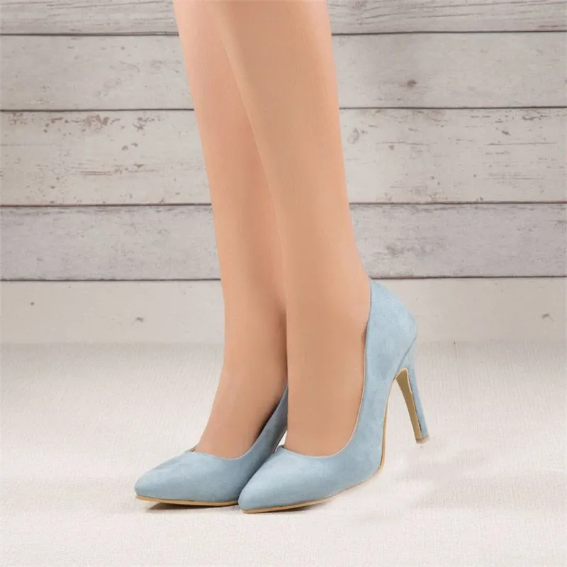 

Mst-021 Bebe Blue suede 2020 New Spring Women Pumps High Heels Pointed Fine with Sexy Bling Bridal Wedding Women 34-42
