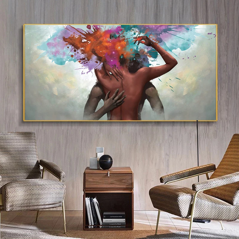 

Abstract Man Embracing Woman Canvas Graffiti Posters Prints Modern Wall Art Pictures Living Room Interior Paintings Decoration