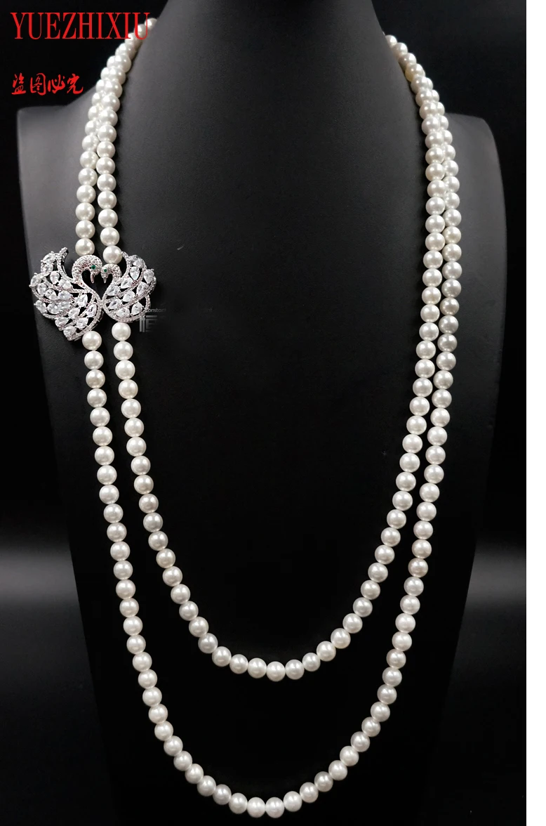 

new fashion original design 8mm shell pearl Swan sweater chain