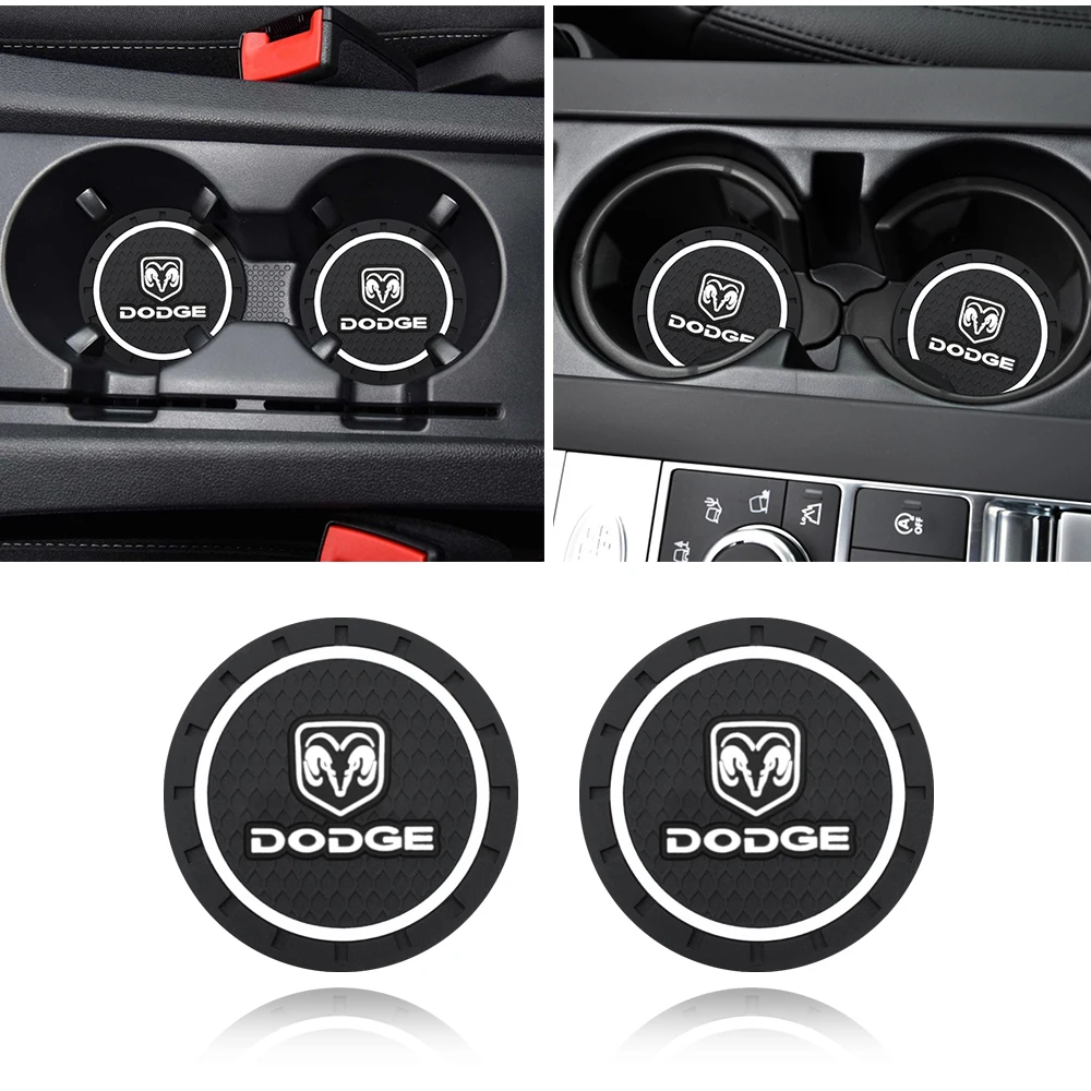 

1/2PCS Car Coaster Water Cup Holder Mat Decoration For Dodge journey ram 1500 challenger caliber nitro charger Auto Accessories