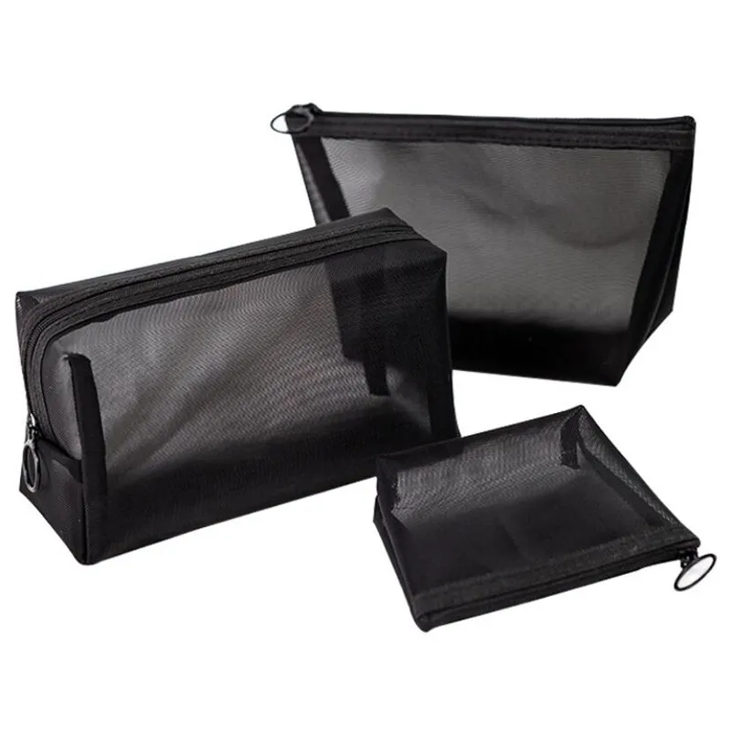 

Black Women Men Necessary Cosmetic Bag Transparent Travel Organizer Fashion Small Large Black Toiletry Bags Makeup Pouch